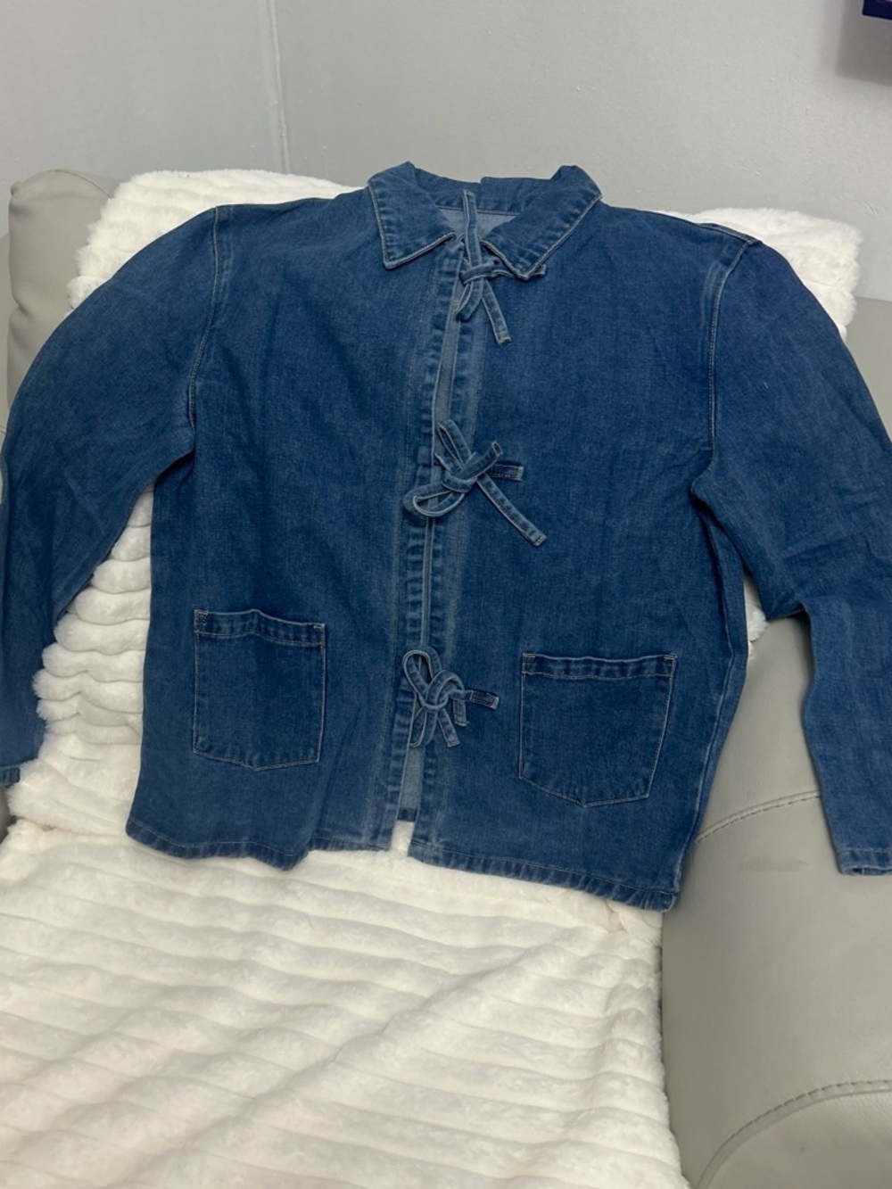 Women's Blue Tie-Front Denim Jacket
